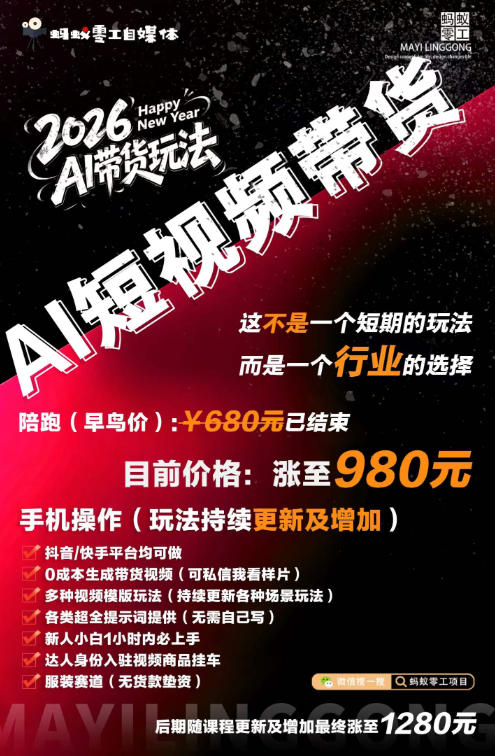 外面卖680的AI短视频带货,靠AI生成短视频,分发到抖音快手平台,多种…
