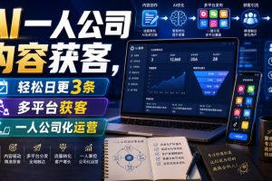 AI一人公司内容获客,轻松日更3条,多平台获客,一人公司化运营(更新…