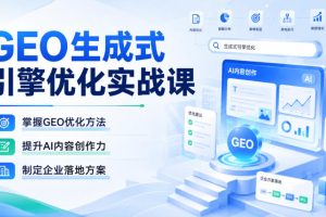 GEO生成式引擎优化实战课，掌握GEO优化方法，提升AI内容创作力，制定企…