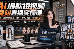 天诺老吴Ai爆款短视频复刻直播实操课，一比一还原爆款视频，动作，表情…