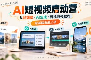 AI短视频启动营，从找爆款·AI生成·到视频号发布，零基础也能上手