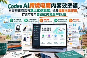 Codex跨境电商内容效率入门课，从零搭建商品与本土化信息库，拆解爆款…