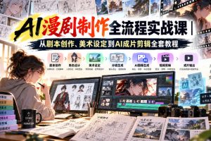 AI漫剧制作全流程实战课｜从剧本创作、美术设定到AI成片剪辑全套教程 …