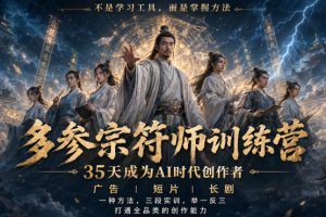 多参宗符师训练营，35天成为AI时代创作者，广告|短片|长剧，一种方法，…