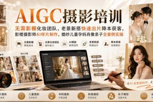 AIGC摄影培训｜无需影棚化妆团队，老景新搭快速出片降本获客，影楼摄影…