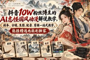 抖音10W粉丝博主满堂诡事的AI志怪国风动漫解说教学,剧本、分镜、生图…