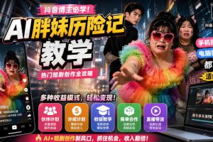 抖音博主的AI胖妹历险记教学，伙伴计划+分成计划+收徒+商单等多种收益…