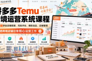 Temu跨境拼多多运营系统课程，零基础学会店铺搭建、风险评估、爆款选品…