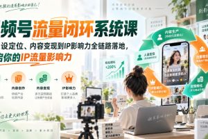 视频号流量闭环系统课，从人设定位、内容变现到IP影响力全链路落地，开…