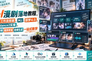 AI漫剧落地教程，涵盖工作流搭建、MJ、即梦4.0、Seedance2实操，视频剪…