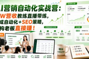 AI营销自动化实战营：百W营收教练直播带练，现成自动化+SEO策略，机构…