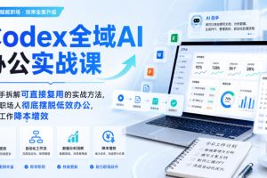 Codex全域AI办公实战课，手把手拆解可直接复用的实战方法，帮助职场人…