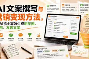 AI文案撰写与营销变现方法，用AI指令高效生成朋友圈、社群、发售文案 …