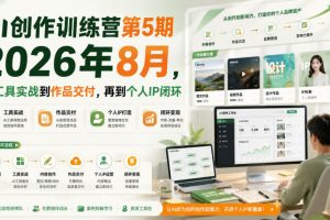 AI创作训练营第5期2026年8月，从工具实战到作品交付，再到个人IP闭环 …