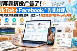 别再靠猜投广告了！TikTok+Facebook广告实战课，教你用实战方法把店铺…