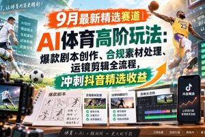 某大佬的9月最新精选赛道之AI体育顶级玩法，爆款剧本创作、版权规避、…