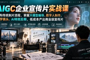 AIGC企业宣传片实战课,重构传统制片流程,掌握大模型编导、数字人制作…