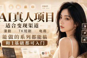 AI真人项目，适合变现渠道，漫剧，TK短剧，电商，能做的系列都能搞，0…