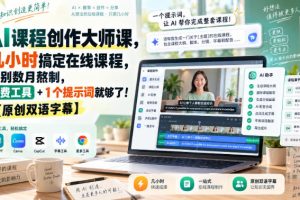 AI课程创作大师课，几小时搞定在线课程，告别数月熬制，免费工具+1个提…