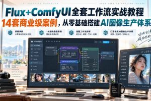 Flux+ComfyUI全套工作流实战教程|14套商业级案例,从零基础搭建AI图像…