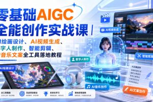 零基础AIGC全能创作实战课｜AI绘画设计、AI视频生成、数字人制作、智能…