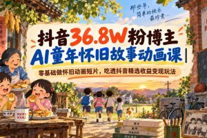 抖音36.8W粉博主AI童年怀旧故事动画课｜零基础做怀旧动画短片，吃透抖…