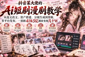 抖音某大佬的Ai短剧漫剧教学，从选文改文、资产搭建、分镜生成到剪辑、…