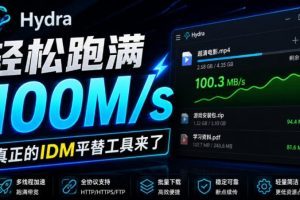 轻松跑满100M/s，真正的IDM平替工具来了，开源多线程器，支持浏览器拓…