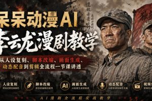 呆呆动漫AI李云龙漫剧教学，从人设复刻、脚本改编、画面生成、动态配音…