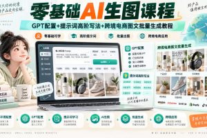 零基础AI生图课程，GPT配置+提示词高阶写法+跨境电商图文批量生成教程…
