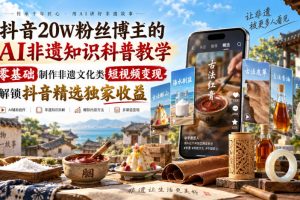 抖音20W粉丝博主的AI非遗知识科普教学,零基础制作非遗文化类短视频变…