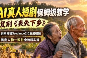 AI真人短剧保姆级教学,复刻《丧失下乡》,剧本分镜Seedance2.0生成视…