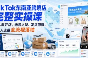 TikTok东南亚跨境店完整实操课｜入驻开店、选品上架、发货回款、达人流…