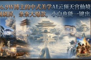 抖音6.9W博主的中式美学AI云顶天宫仙境教学，全网刷屏，条条大爆款，小…
