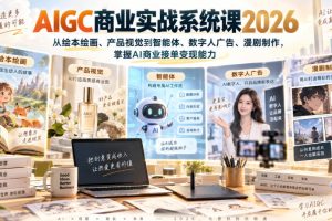 触站AIGC商业实战系统课2026，从绘本绘画、产品视觉到智能体、数字人广…