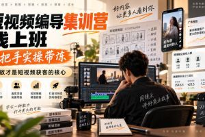 短视频编导集训营线上班，手把手实操带冻，投放才是短视频获客的核心 …