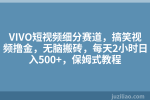 VIVO短视频细分赛道，搞笑视频撸金，无脑搬砖，每天2小时日入500+，保姆式教程