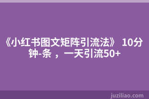 《小红书图文矩阵引流法》 10分钟-条 ，一天引流50+
