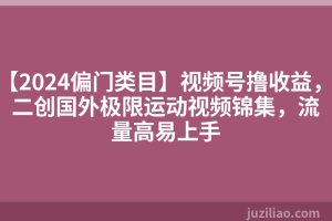【2024偏门类目】视频号撸收益，二创国外极限运动视频锦集，流量高易上手