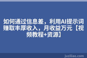 如何通过信息差，利用AI提示词赚取丰厚收入，月收益万元【视频教程+资源】