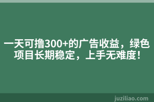 一天可撸300+的广告收益，绿色项目长期稳定，上手无难度！