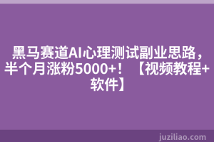 黑马赛道AI心理测试副业思路，半个月涨粉5000+！【视频教程+软件】
