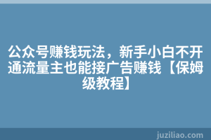 公众号赚钱玩法，新手小白不开通流量主也能接广告赚钱【保姆级教程】