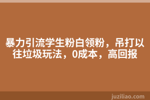 暴力引流学生粉白领粉，吊打以往垃圾玩法，0成本，高回报