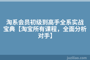 淘系会员初级到高手全系实战宝典【淘宝所有课程，全面分析对手】