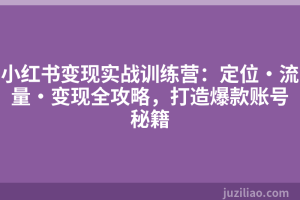 小红书变现实战训练营：定位·流量·变现全攻略，打造爆款账号秘籍