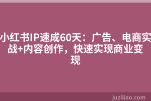 小红书IP速成60天：广告、电商实战+内容创作，快速实现商业变现