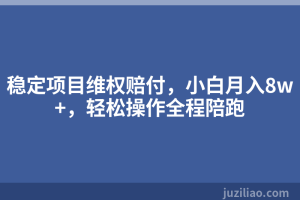 稳定项目维权赔付，小白月入8w+，轻松操作全程陪跑