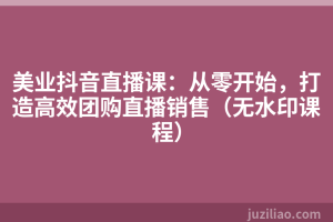 美业抖音直播课：从零开始，打造高效团购直播销售（无水印课程）