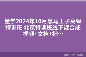 量学2024年10月黑马王子高级特训班 北京特训班线下课合成视频+文档+指…